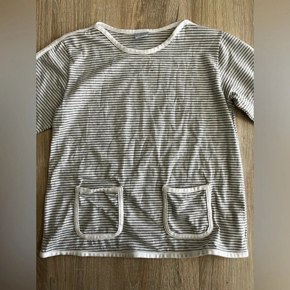 Bella Bliss Girls Long Sleeve Grey and White Stripe Shirt - Size 10 - Picture 5 of 5